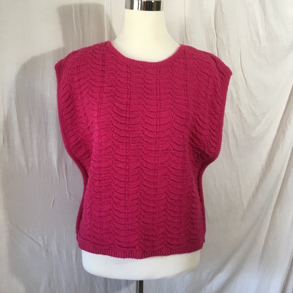 Chaus Tops - Vintage 80s Chaus Sleeveless Knit Sweater Hot Pink